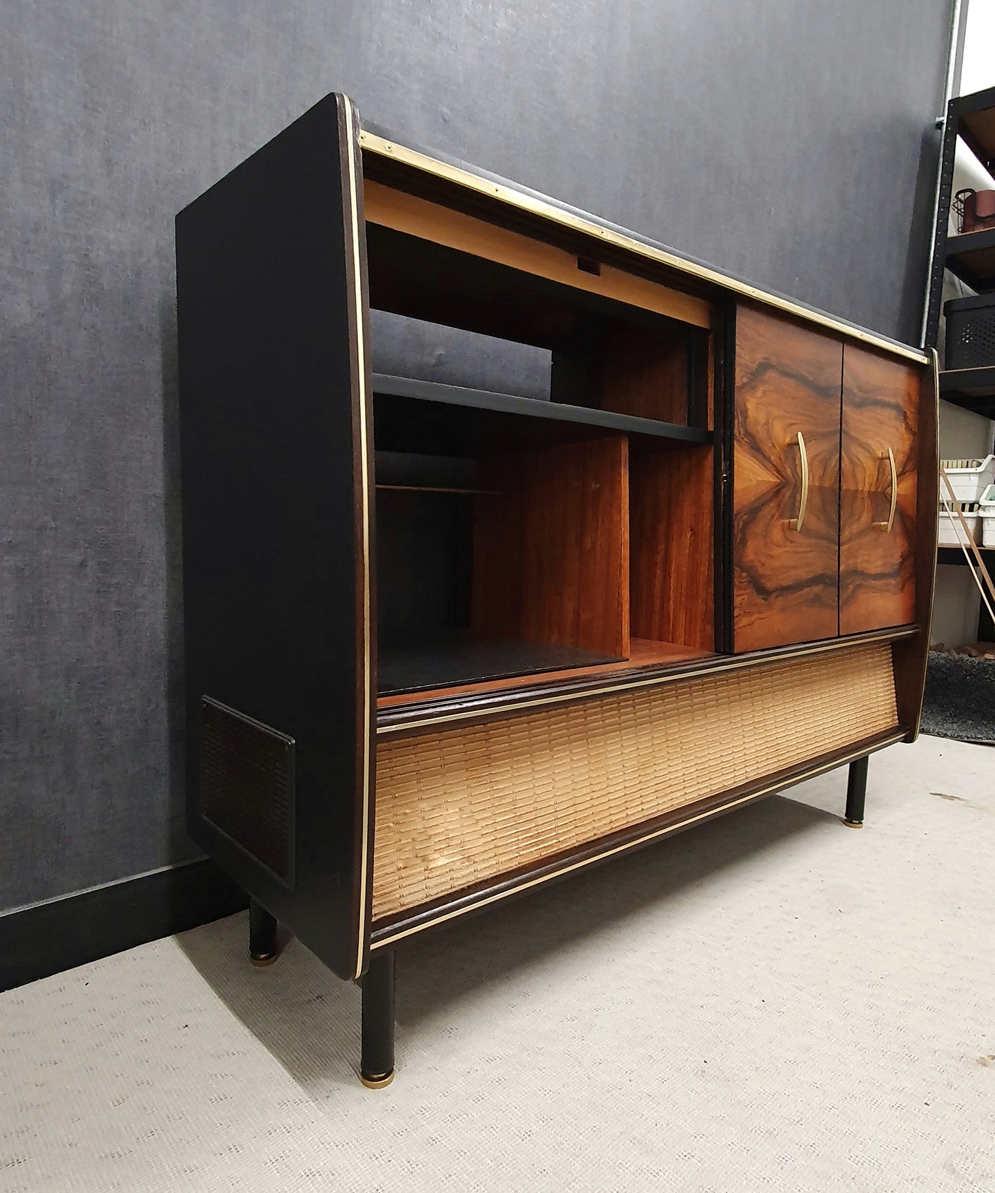 Vintage Mid Century Grundig Stereo cabinet with Drinks Cabinet