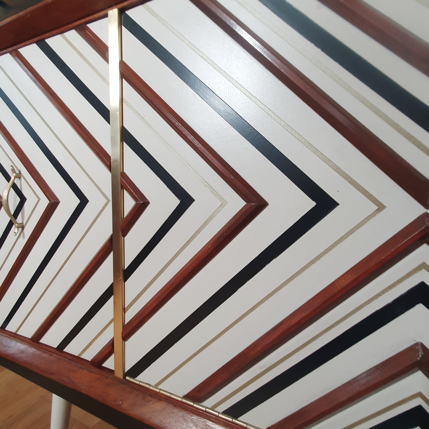 Mid Century vintage sideboard with 3D geometric design