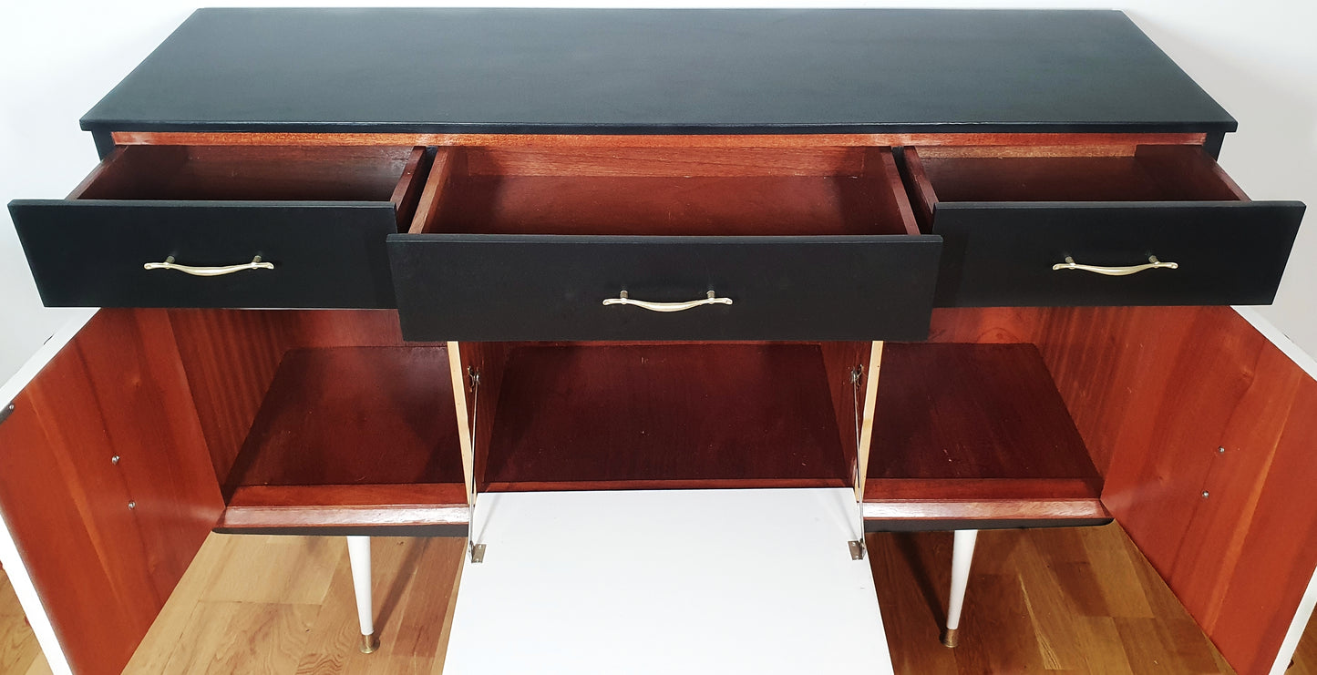 Mid Century vintage sideboard with 3D geometric design