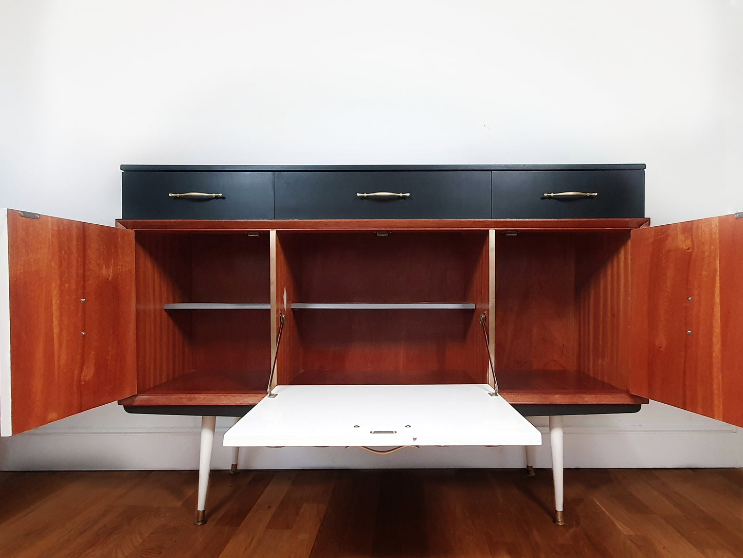 Mid Century vintage sideboard with 3D geometric design