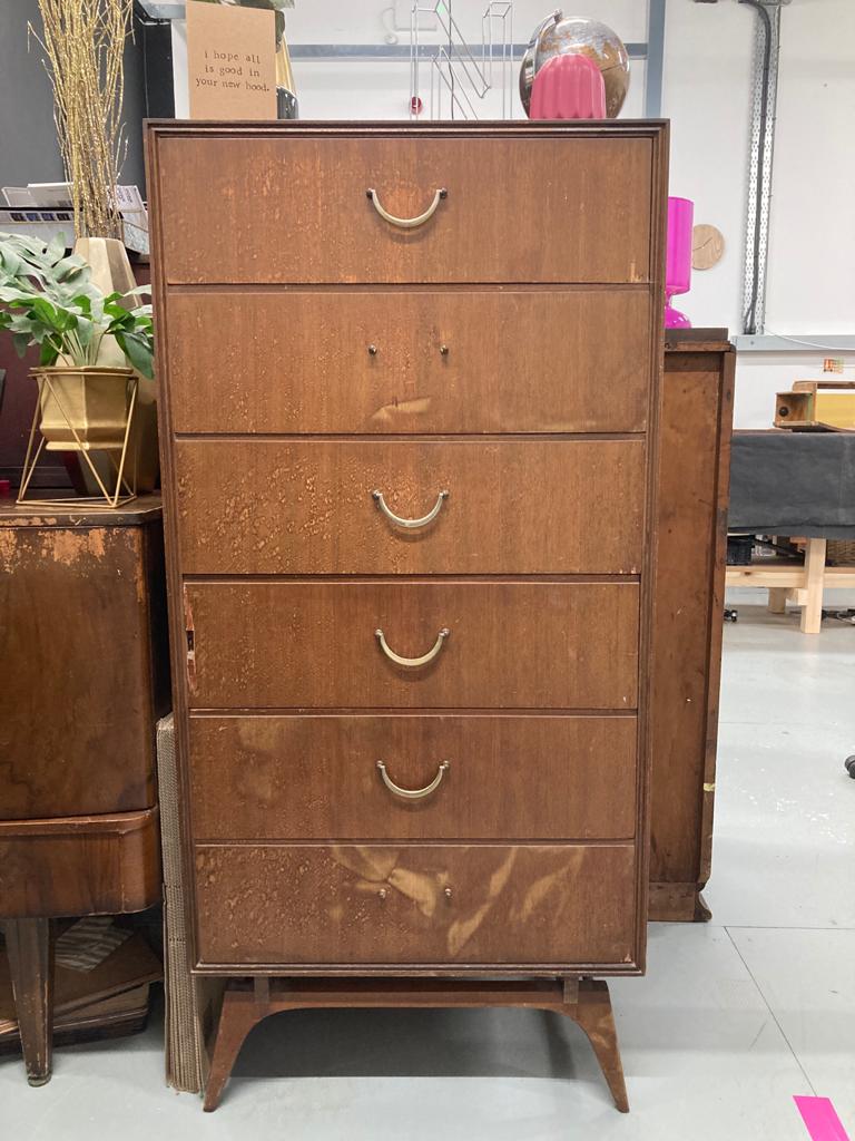 Tall MCM Chest of Drawers waiting to be Done Up North