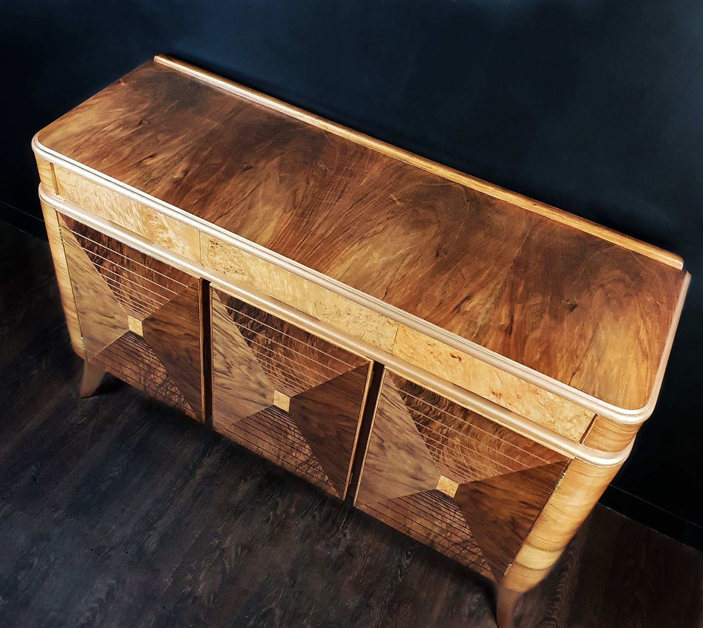 'Vortex' - Vintage Mid Century Walnut sideboard with optical effect design