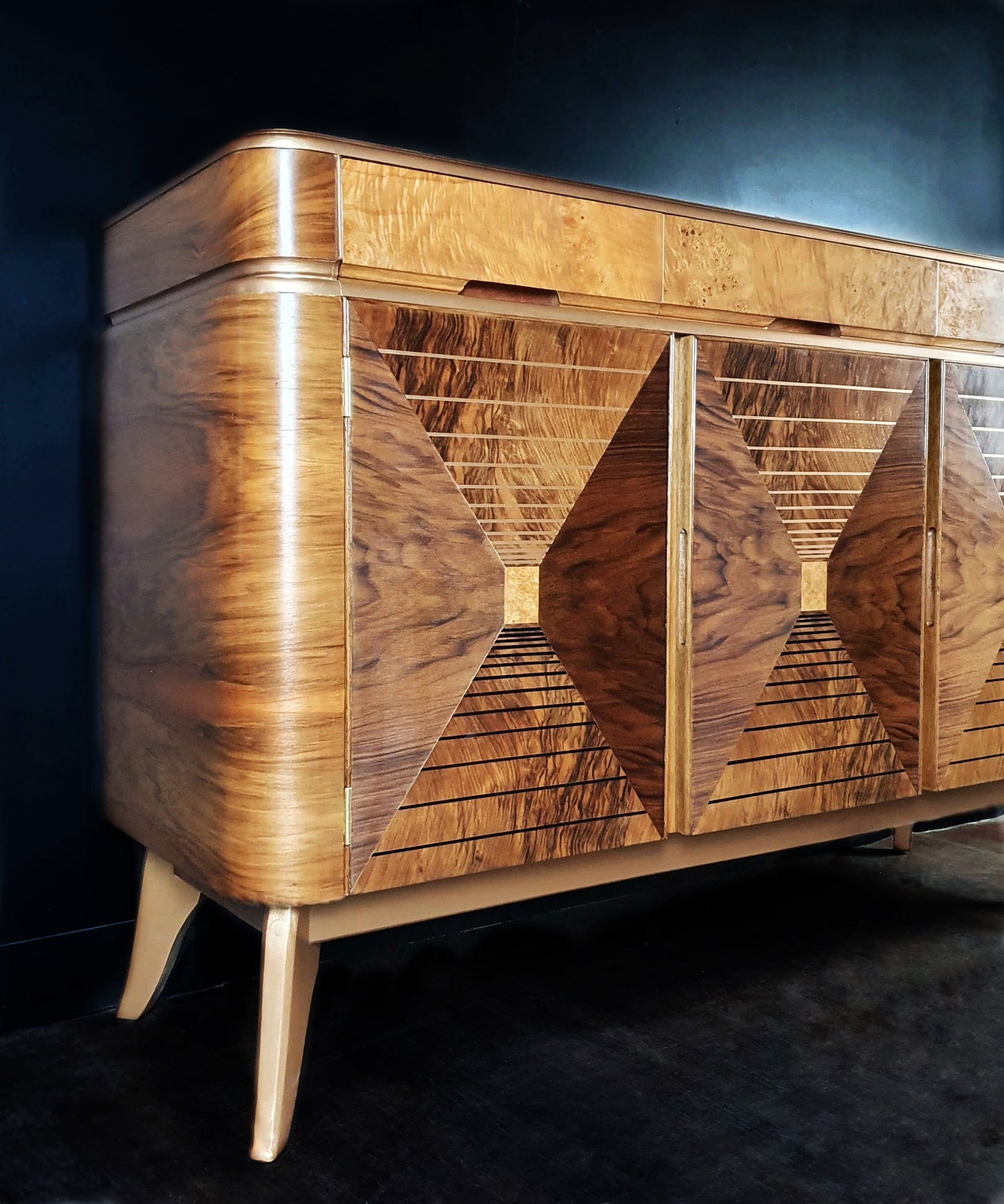 'Vortex' - Vintage Mid Century Walnut sideboard with optical effect design