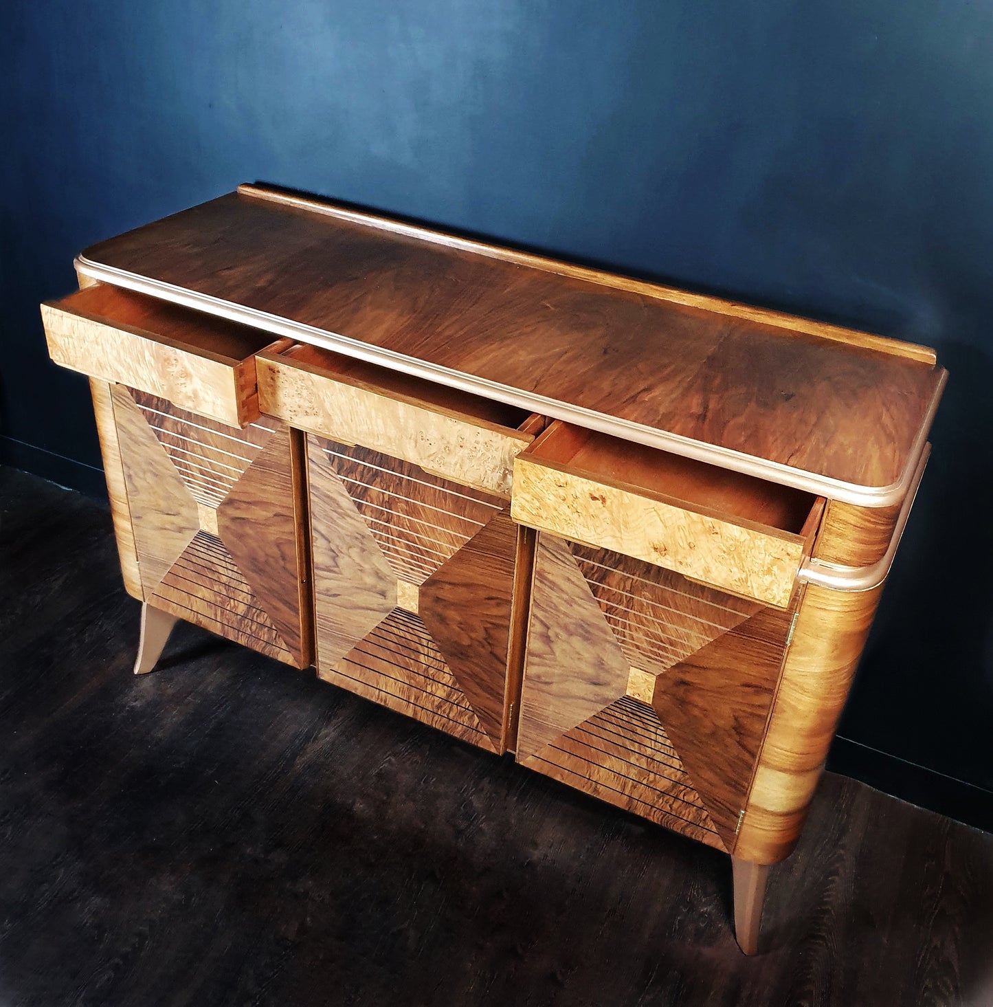 'Vortex' - Vintage Mid Century Walnut sideboard with optical effect design