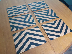 Done up North geometric Design Black and Copper hand-painted placemats