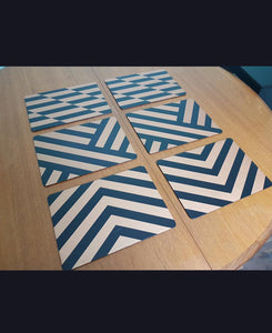 Done up North geometric Design Black and Copper hand-painted placemats
