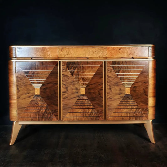 'Vortex' - Vintage Mid Century Walnut sideboard with optical effect design