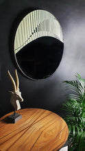Vintage Oval Mirror with etched-effect geometric design